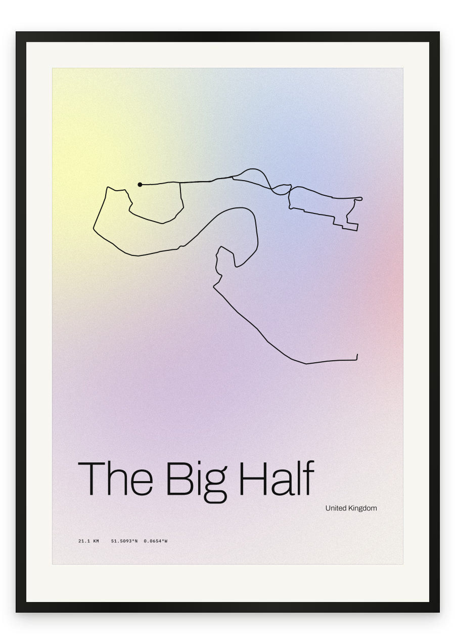 The Big Half route map poster, Aurora, Pastel