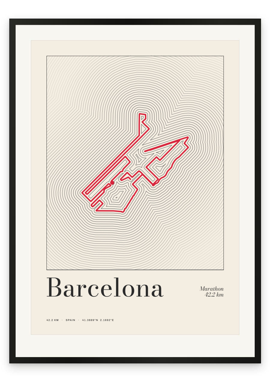 Barcelona Marathon — Red, contour